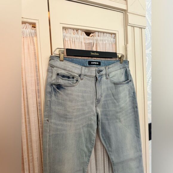 Express slim skinny hyperstrech blue jeans - Picture 4 of 7